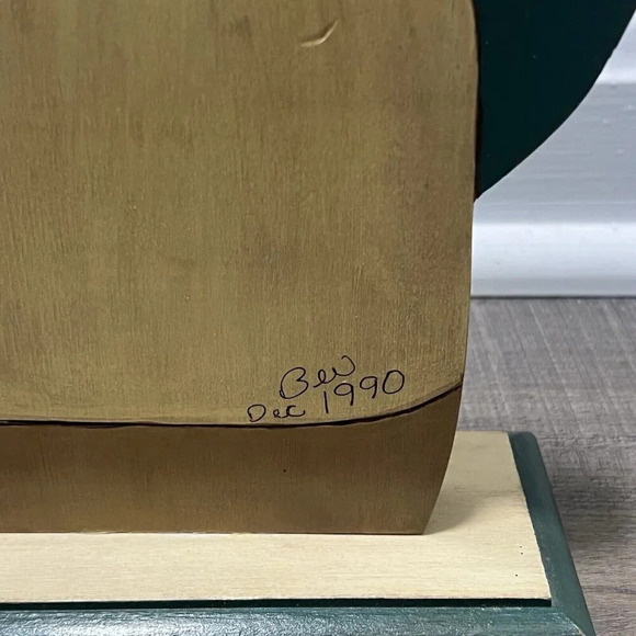 Hand Painted Wood Lot Of 3 Christmas Santa Folk Art Holiday Decor Signed 1990-91 - Picture 7 of 11